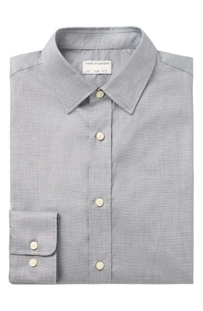 Tiger Of Sweden Adley Slim Fit Grid Check Cotton Button-up Shirt In Grey