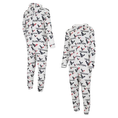 Concepts Sport White Houston Texans Allover Print Docket Union Full-zip Hooded Pajama Suit