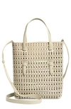 Alaïa Mina Perforated Leather Tote In Beige