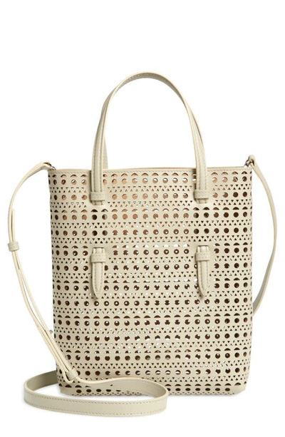 Alaïa Mina Perforated Leather Tote In 055 - Argile