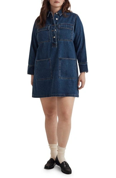 Madewell Denim Popover Mini Shirtdress In Sennett Wash