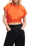 Allsaints Marcy Ruched T-shirt In Orange