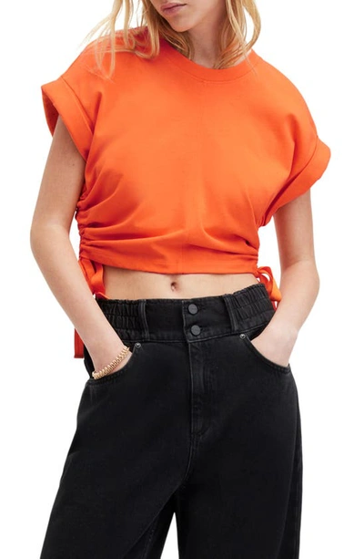 Allsaints Marcy Ruched T-shirt In Orange