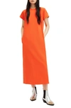 Allsaints Anna T-shirt Maxi Dress In Orange