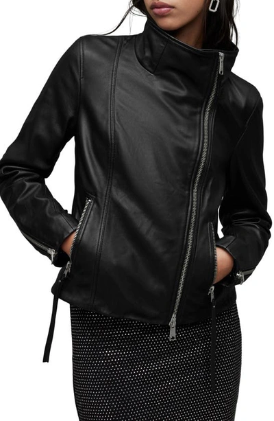 Allsaints Ellis Leather Biker Jacket In Black