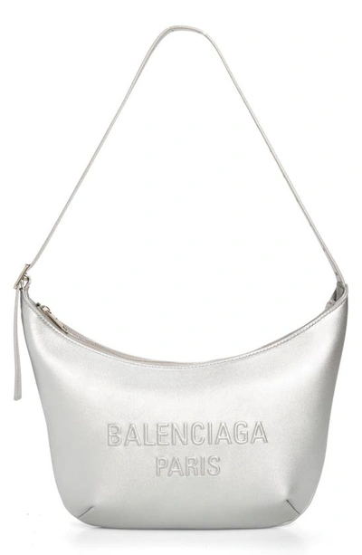 Balenciaga Mini Mary-kate Smooth Leather Sling Bag In Silver