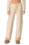 Edikted Wynter Cargo Sweater Pants In Cream