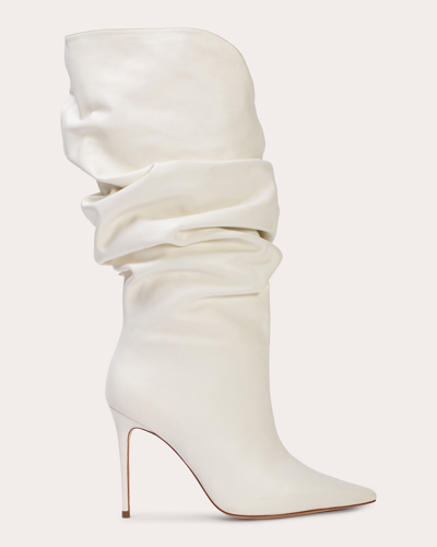 Black Suede Studio Women's Claudia Slouched Heel Boots In White