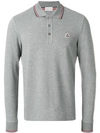 Moncler Stripe-trim Cotton-piqué Polo Shirt In Grey