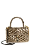 Rebecca Minkoff Edie Crinkle Quilted Top-handle Bag In Bronze