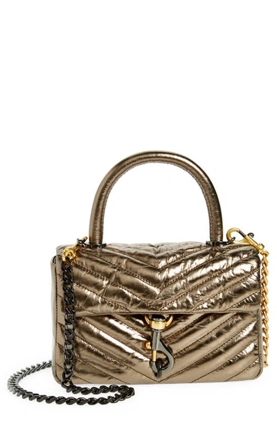 Rebecca Minkoff Edie Crinkle Quilted Top-handle Bag In Bronze
