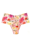 Hanky Panky Printed Retro Lace Thong Bring Me Flowers In Multicolor