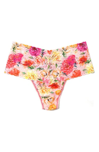 Hanky Panky Printed Retro Lace Thong Bring Me Flowers In Multicolor