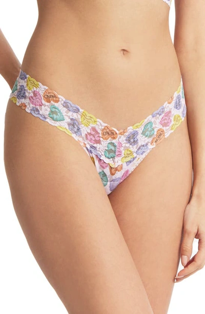 Hanky Panky Low-rise Printed Lace Thong In Be Mine Print
