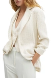 Mango Imitation Pearl Button Tweed Jacket In Ecru