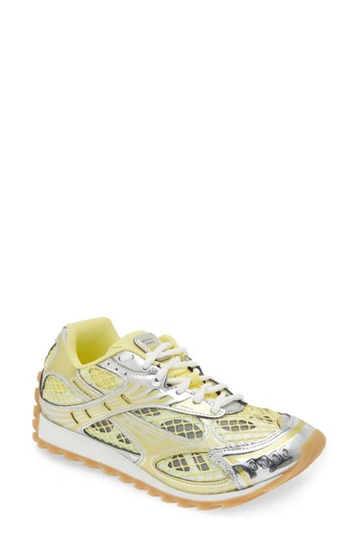 Bottega Veneta Orbit Metallic Net Runner Sneakers In Yellow