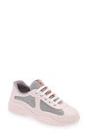 Prada America's Cup Sneaker Aus Weichem Gummi Und Bike-gewebe In Alabaster Pink/ Grey