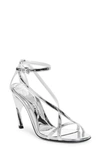 Alexander Mcqueen Twisted Armadillo 95mm Patent Sandals In Silver