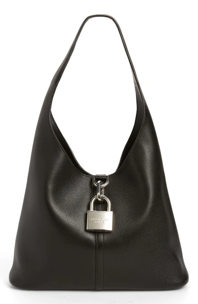 Balenciaga Medium Locker Leather North/south Hobo Bag In Black