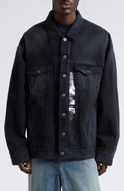 BALENCIAGA STICKER OVERSIZE DENIM JACKET