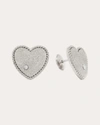 YVONNE LÉON WOMEN'S DIAMOND & 9K WHITE GOLD GLITTER HEART STUD EARRINGS