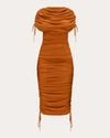 Andrea Iyamah Women's Ratu Ruched Body-con Midi-dress In Orange