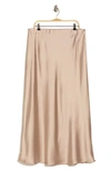 Renee C Satin A-line Skirt In Beige