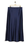 Renee C Satin A-line Skirt In Navy