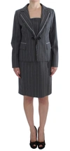 BENCIVENGA BENCIVENGA ELEGANT GRAY STRIPED DRESS &AMP; BLAZER SUIT WOMEN'S SET