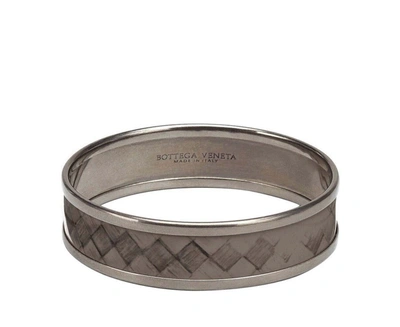 Bottega Veneta Woven Bangle Bracelet In Brown / Silver