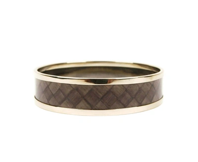 Bottega Veneta Woven Bangle Bracelet In Light Brown / Gold