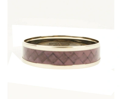 Bottega Veneta Women's Purple Enamel Metal Woven Print Gold Bracelet (small) In Purple / Gold