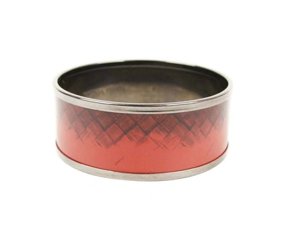 Bottega Veneta Woven Bangle Bracelet In Red / Black