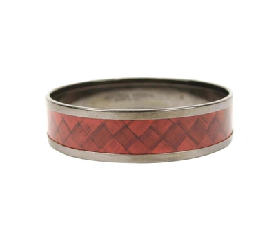 Bottega Veneta Woven Bangle Bracelet In Red / Black