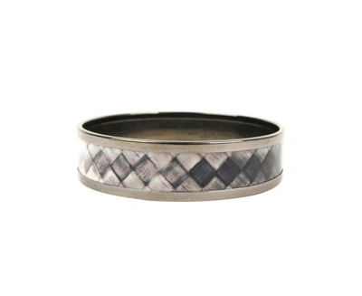 Bottega Veneta Women's White / Black Enamel Metal Woven Silver Bracelet (small)