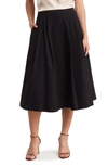Renee C Pleated Midi Skirt In Black