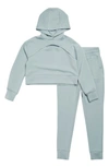 90 Degree By Reflex Kids' Scuba Crop Hoodie & Joggers Set In Tourmaline