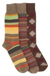 LORENZO UOMO ASSORTED 3-PACK WOOL BLEND CREW SOCKS