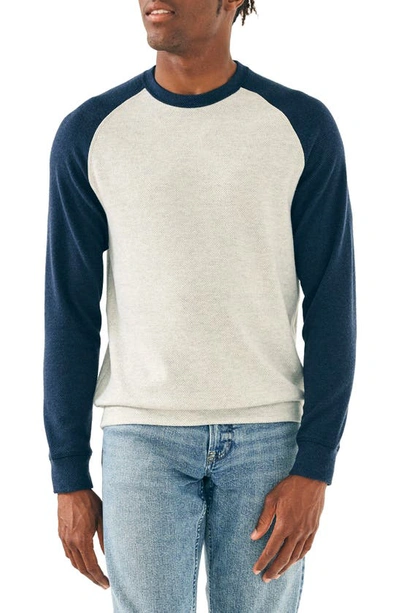 Faherty Legend Baseball Organic Cotton Blend Sweatshirt In Light Heather Grey/brighton Navy Twill
