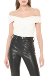 Wayf Crossover Off The Shoulder Bodysuit In Ivory