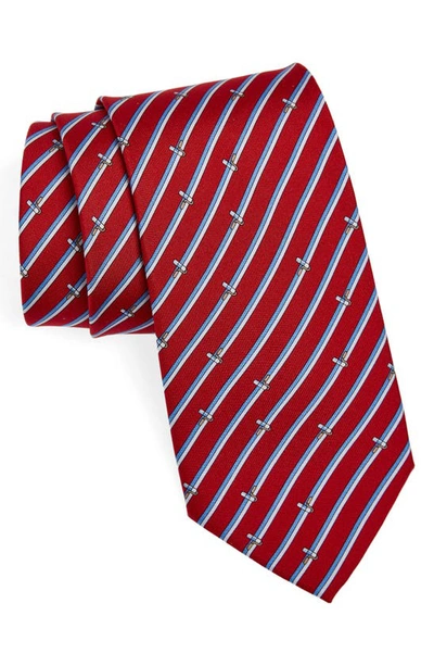 Ferragamo Men's Paint Roller Striped Silk Tie In Fbordeaux