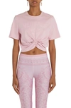 Versace Logo And Safety Pin Cotton T-shirt In Pale Pink