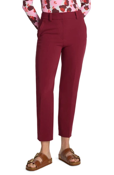 St. John Mid-rise Straight-leg Ankle Italian Stretch Cady Pants In Raspberry