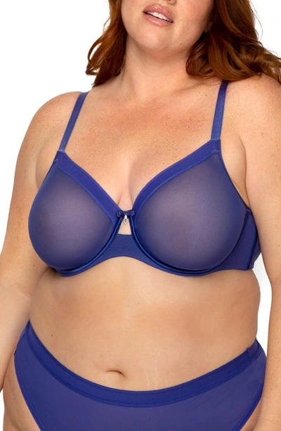 Curvy Couture All You Mesh Bra In Cosmic Blue