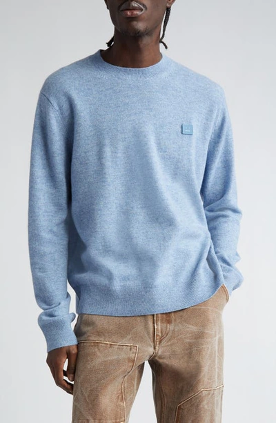 Acne Studios Kalon Logo appliqued Wool Sweater In Steel Blue ModeSens