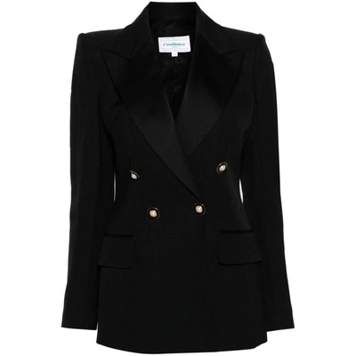 Casablanca Double-breasted Blazer In Black