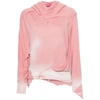 Diesel Hoodie With Destroyed Peel-off Effect In Pink