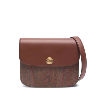 Etro Canvas Satchel With Adjustable Leather Strap In Marrone Scuro 2