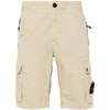 Stone Island Cotton Blend Logo Patch Shorts In Neutrals