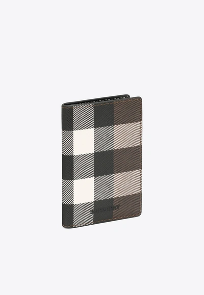 Burberry Check Pattern Folding Cardholder In Brown
